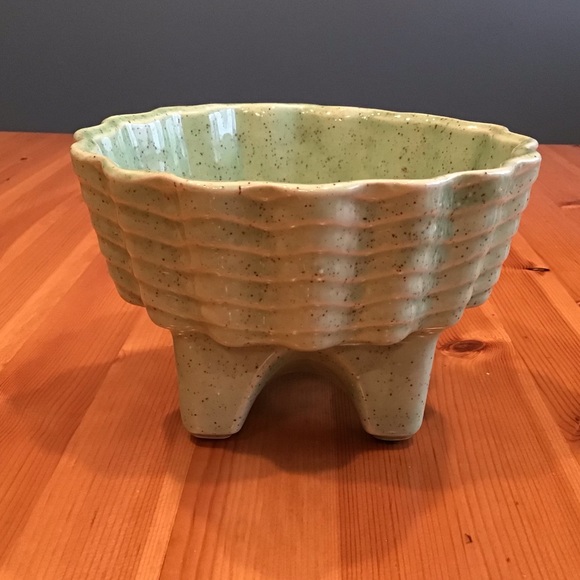 VINTAGE CALIFORNIA POTTERY MCM SPECKLED PLANTER - Picture 2 of 9